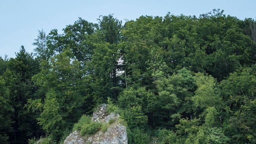 Der Ramenstein mit der Ramensteinhöhle bei Nattheim.