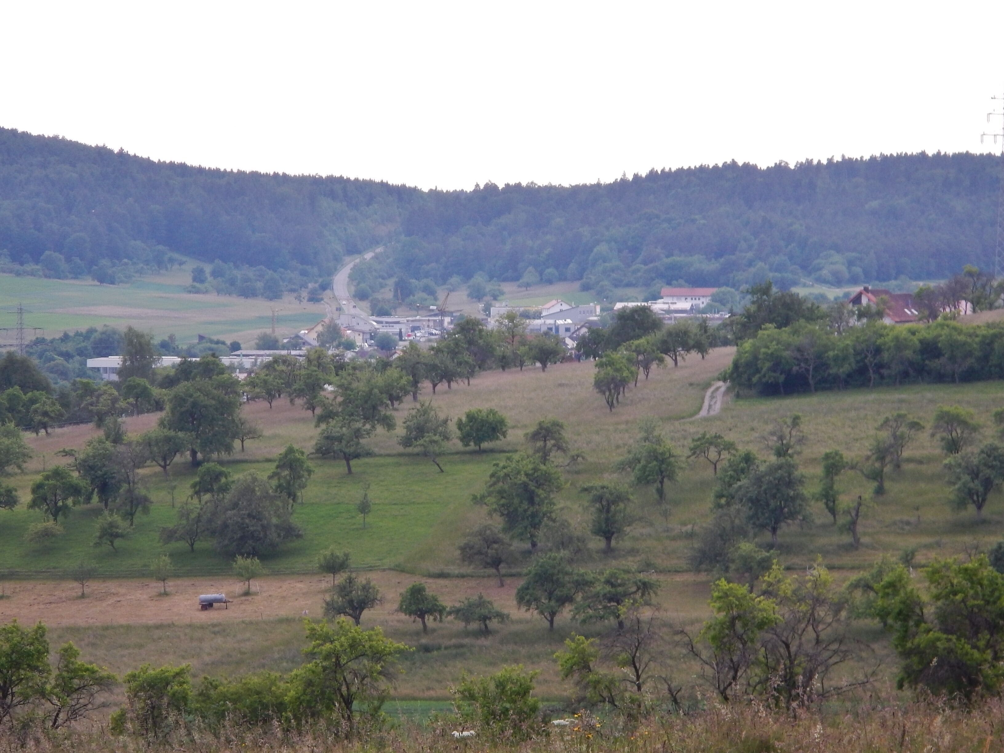 Blick über Simmozheim nach Westen auf die Bundesstraße 295 nach Althengstett.