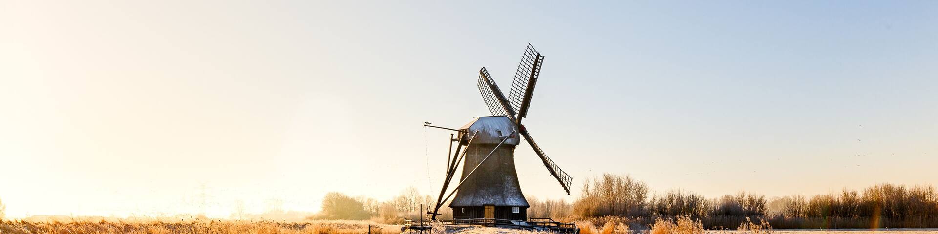 Windmill near Sande at cold winter morning