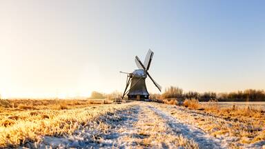 Windmill near Sande at cold winter morning