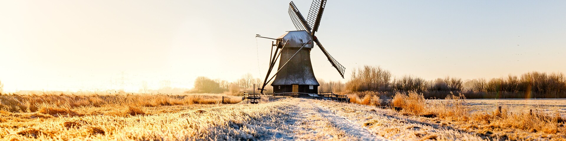 Windmill near Sande at cold winter morning