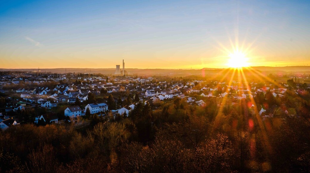 View over the Saarland from the old Bergehalde in Ensdorf. Just follow the foot path towards the Polygon monument.
