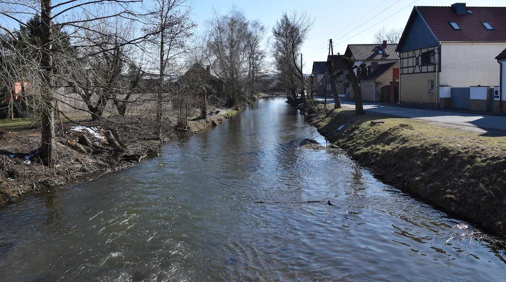 Thyra in Berga bei der Steinbrücke, Blick zum Wehr
