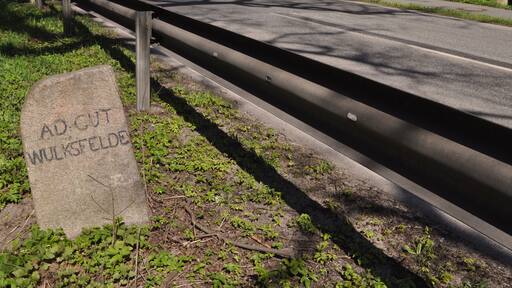 Lage der Grenzstein an der Bundesstraße 432 an der heutigen Grenze der Kreise Stormarn und Segeberg.