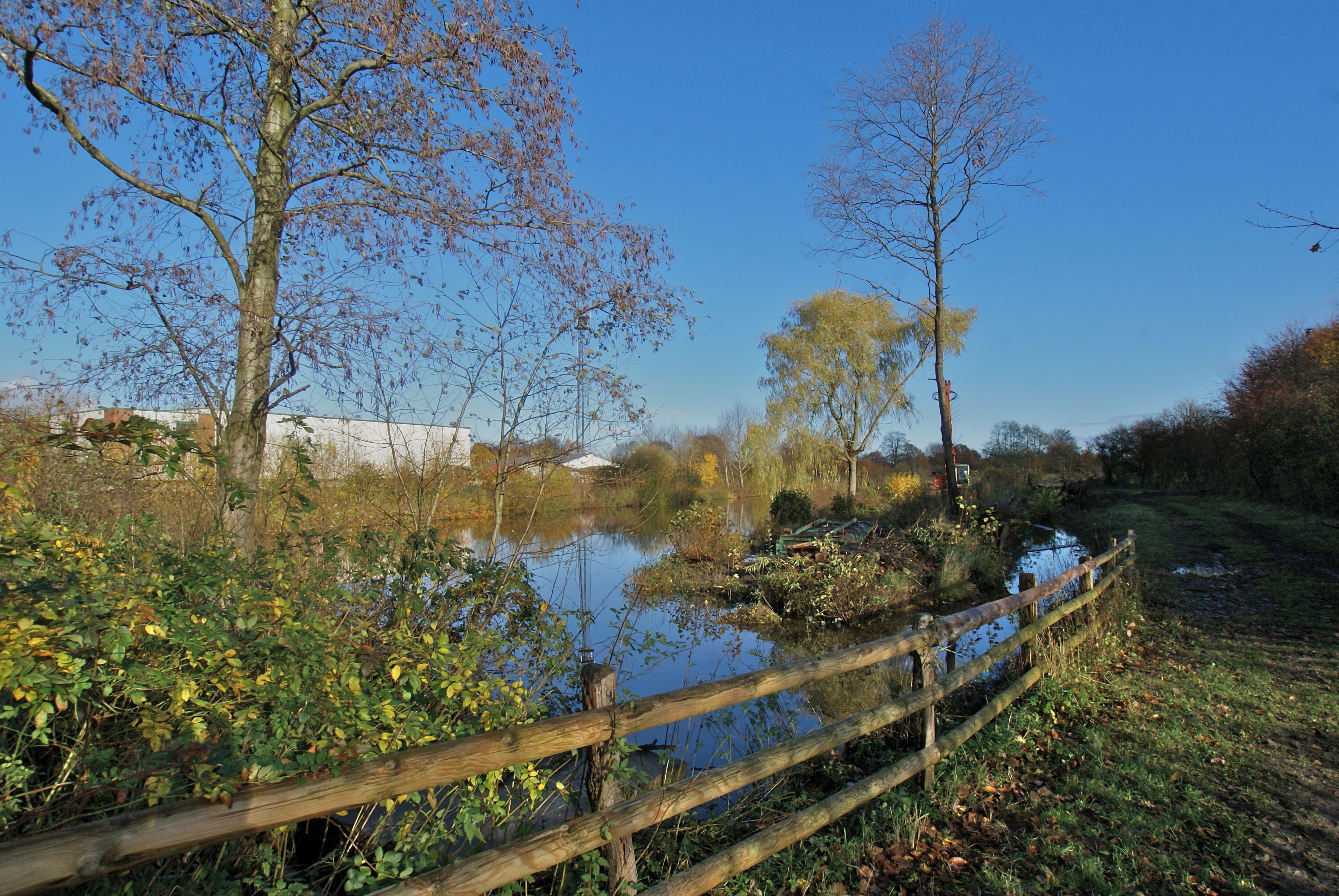 Kisdorf, Germany: The storm water bassin at the river Krambekby the Henstedter Straße