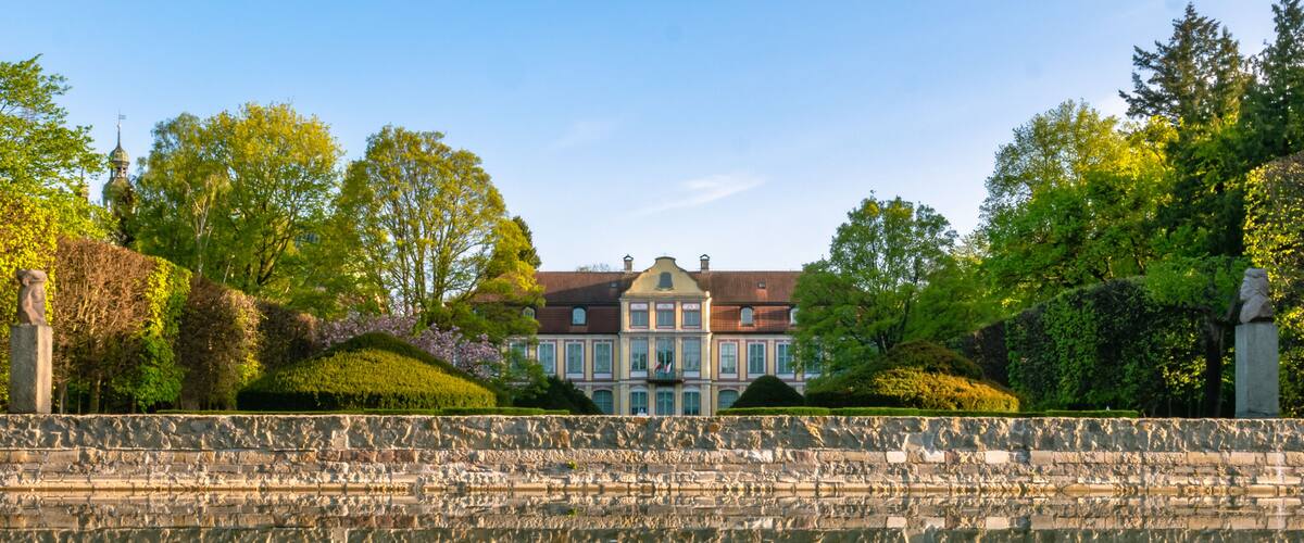 Abbots Palace in the rococo style and located in Oliwa Park in spring scenery.