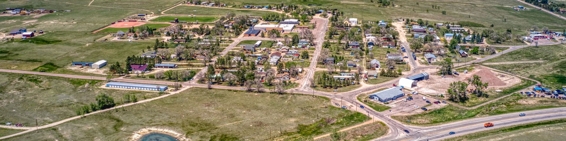 Aerial View of Eastern Plains Town of Peyton during summer