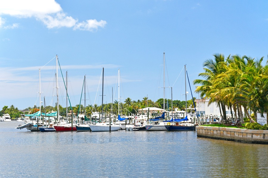 Boats at harbor in Port Salerno south of Stuart along the intracoastal waterway in Florida