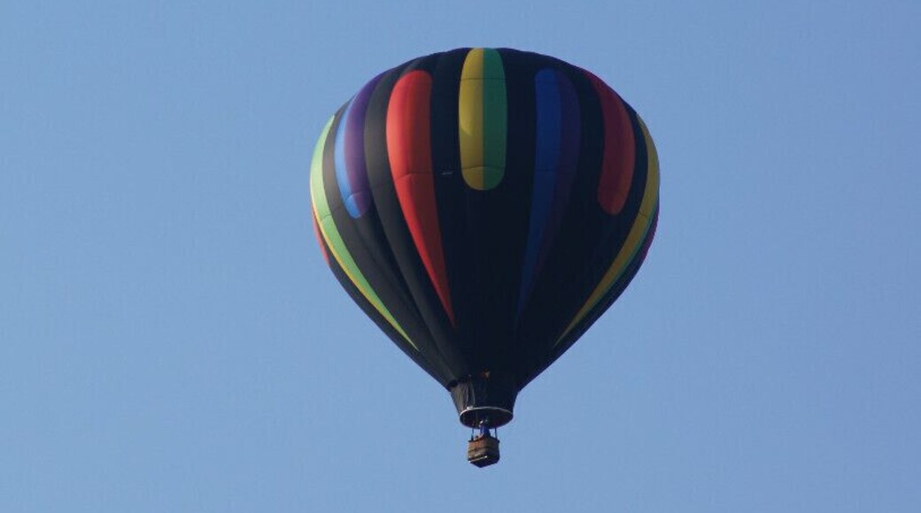 hot air balloon flying over our house