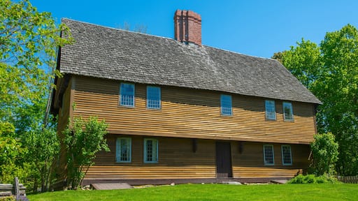 Gould Barn at 1 Howlett Street at Town Common in historic town center of Topsfield, Massachusetts MA, USA. Now this building is Topsfield Historical Society.