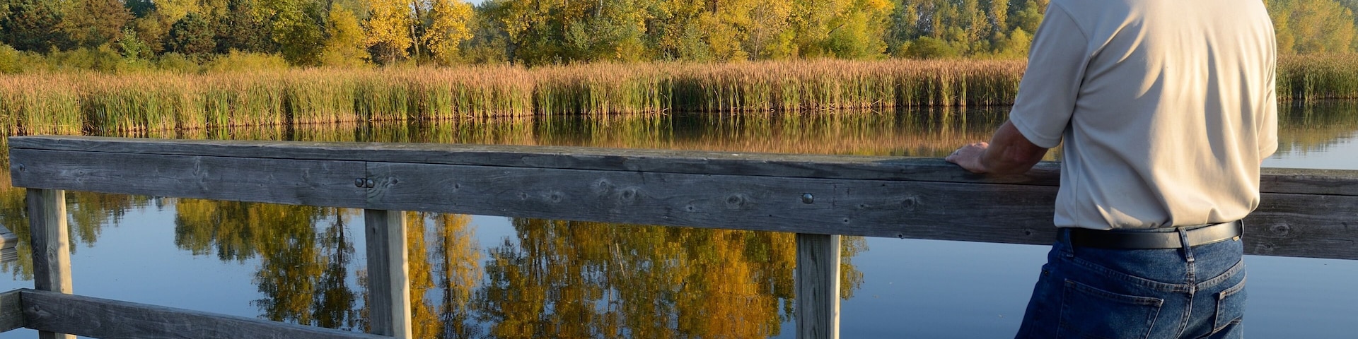 Middle-Aged Man Enjoying the Fall Colors