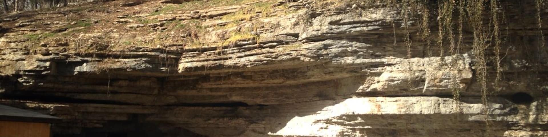 The Cave Bar and Grill in Lanagan Missouri. Dine inside in an actual cave or on the patio. They have great food and cold beer