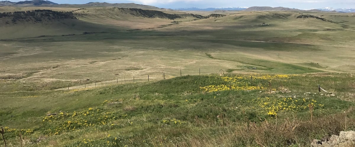 A vast open landscape with rolling hills and a clear sky.