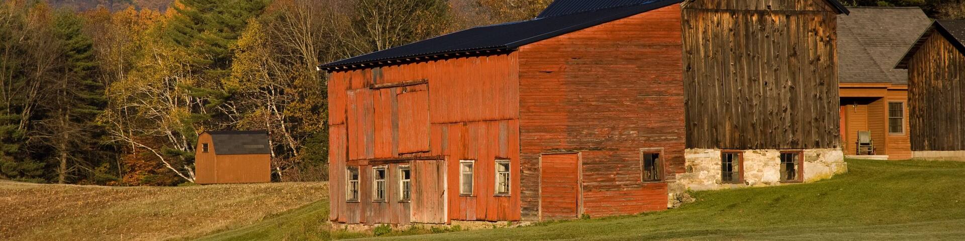 Autumn Barn at Sunrise