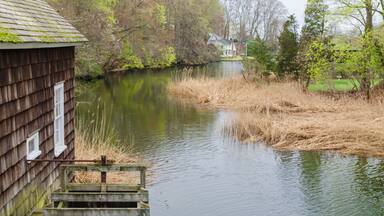 View of a typical natural bay summer house in Long Island New York