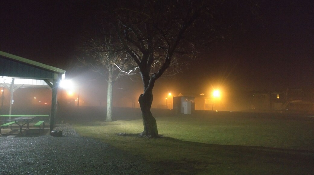 Deshler Crossroads Park as a light fog rolls in.
