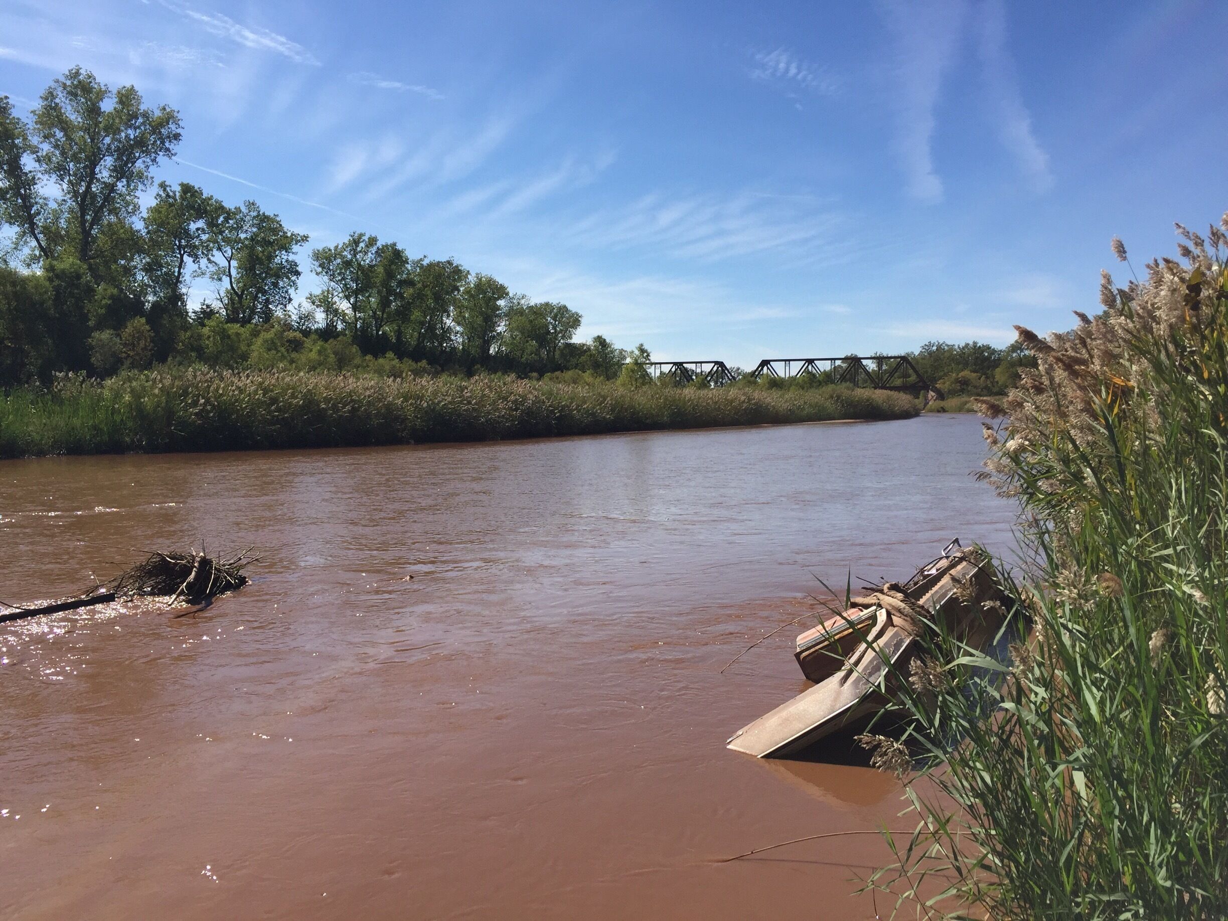 If you have a high clearance vehicle, this is a beautiful side trip up the Canadian River, with a beautiful old railroad bridge as the top prize. 