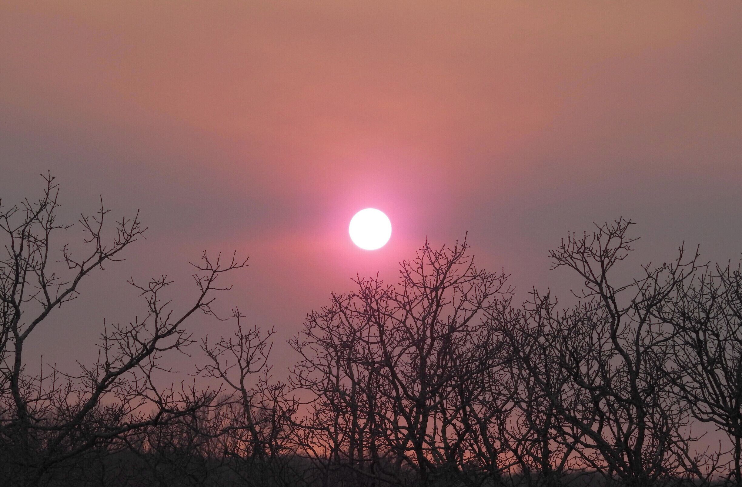 Sunset enhanced by the smoke from wildfires in western Oklahoma, March 2017