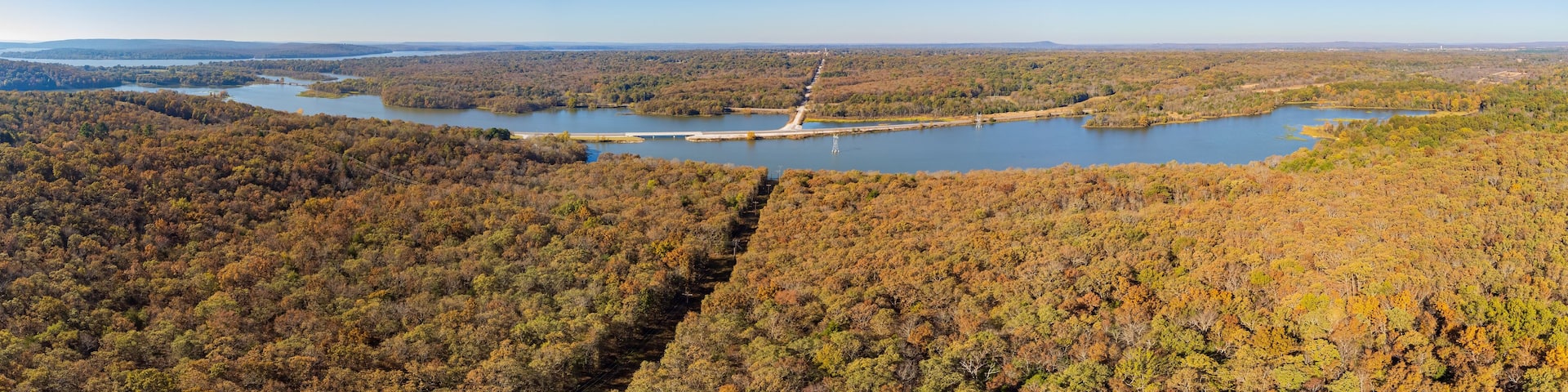Aerial view of the nature autumn fall color of Greenleaf State Park