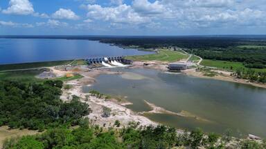 Lake Livingston Dam, the third largest lake in the State of Texas.