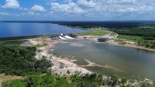 Lake Livingston Dam, the third largest lake in the State of Texas.