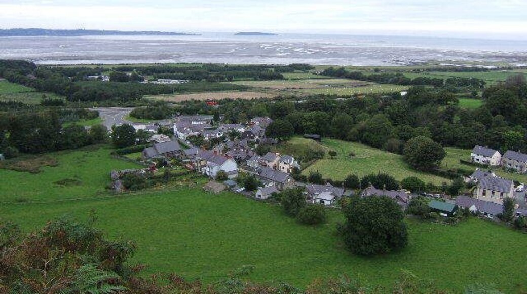 Abergwyngregyn, Gwynedd Looking back from the side of Ffridd Ddu, to the village of Abergwyngregyn, usually referred to as Aber. You can see near the centre of the picture, a Motte.