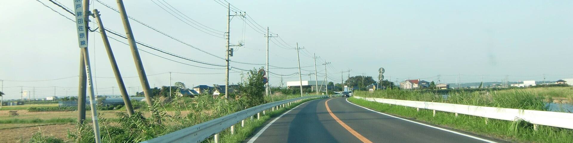 The Ibaraki Prefectural Road Route 2 (Mito-Hokota-Sawara Line) in Nishishiro, Inashiki City
