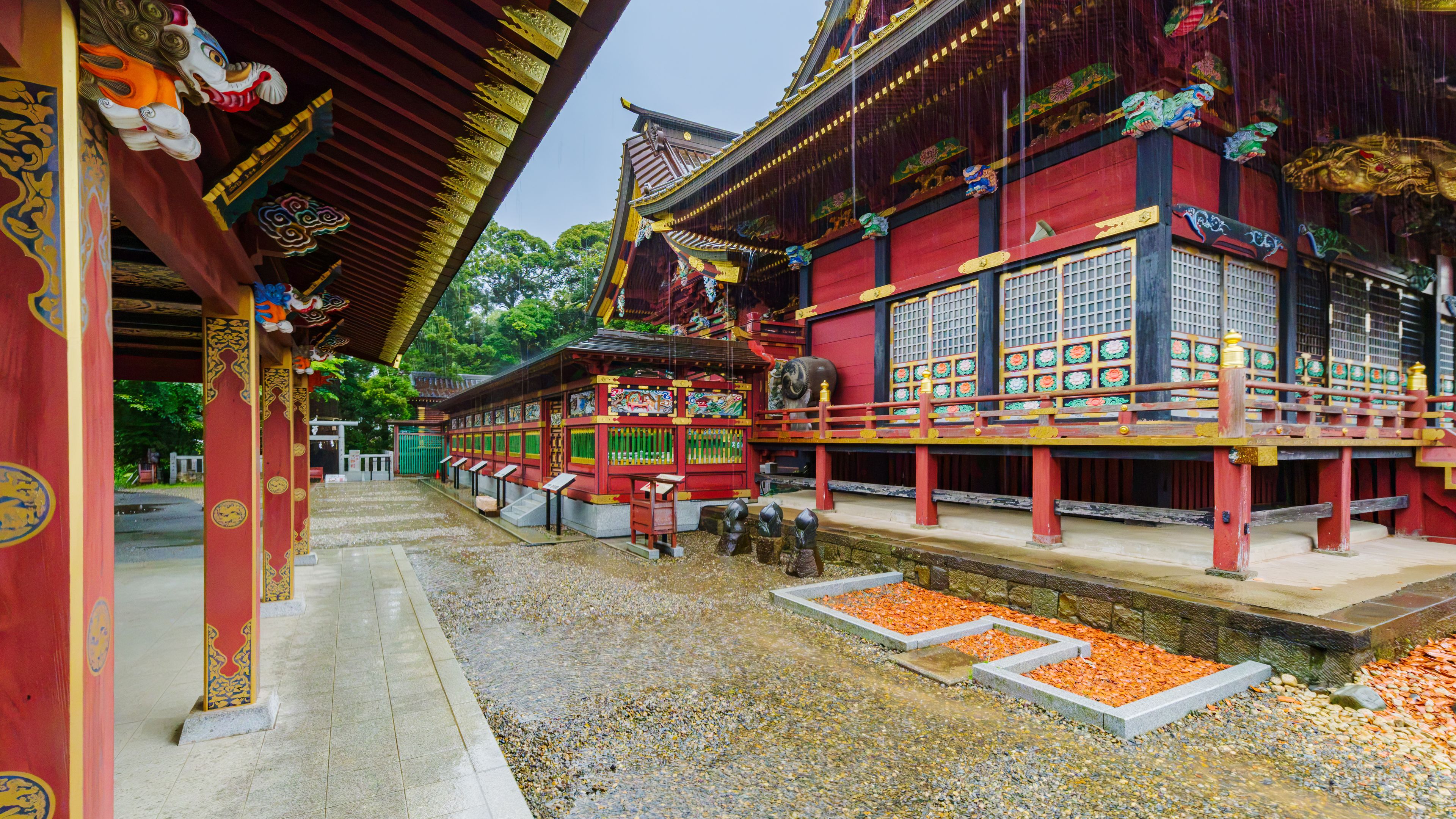 Worship Hall and Shinto Shrine Courtyard in Ibaraki, Japan