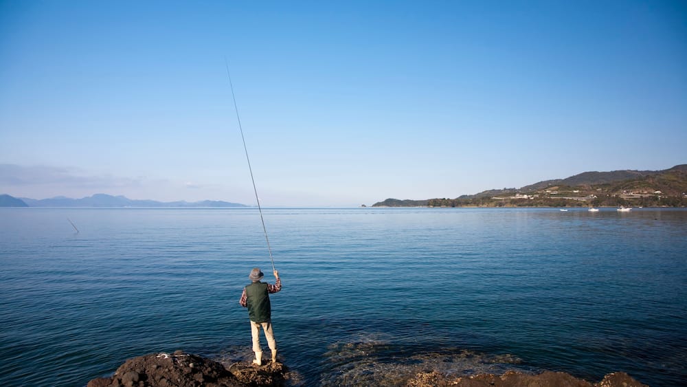 Old man fishing.Minamata.Kumamoto.Japan