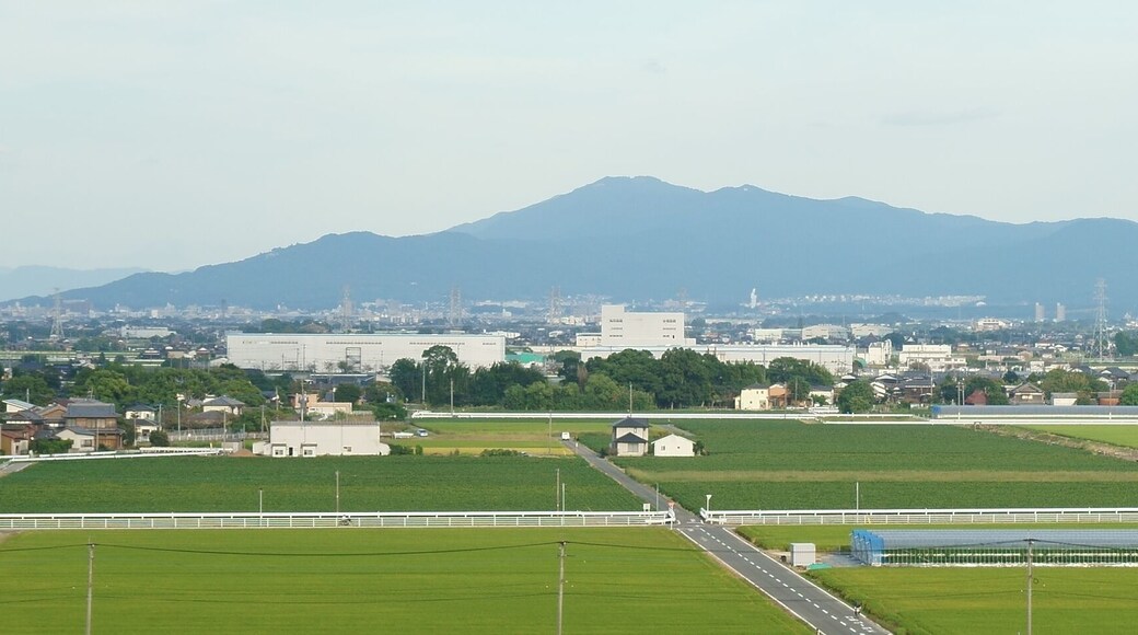 The MinĆ Mountains in Fukuoka prefecture. This is the view from west(Tower at City hall Chiroda branch office in Kanzaki city, Saga prefecture).