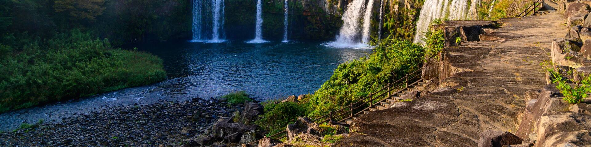 原尻の滝「朝陽の光芒・早朝風景」東洋のナイアガラ Harajiri Waterfall "Choyo no Hikari / Early Morning Scenery" Oriental Niagara 日本2021年(秋)撮影 Taken in 2021 (Autumn), Japan 九州・大分県豊後大野市 Bungoono City, Oita Prefecture, Kyushu