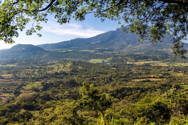 Lower green valley of the Chinchontepec Volcano in San Vicente, El Salvador, Central America