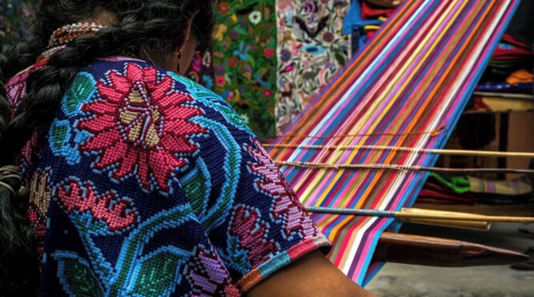 Learning how to work the 'telar de cintura'.