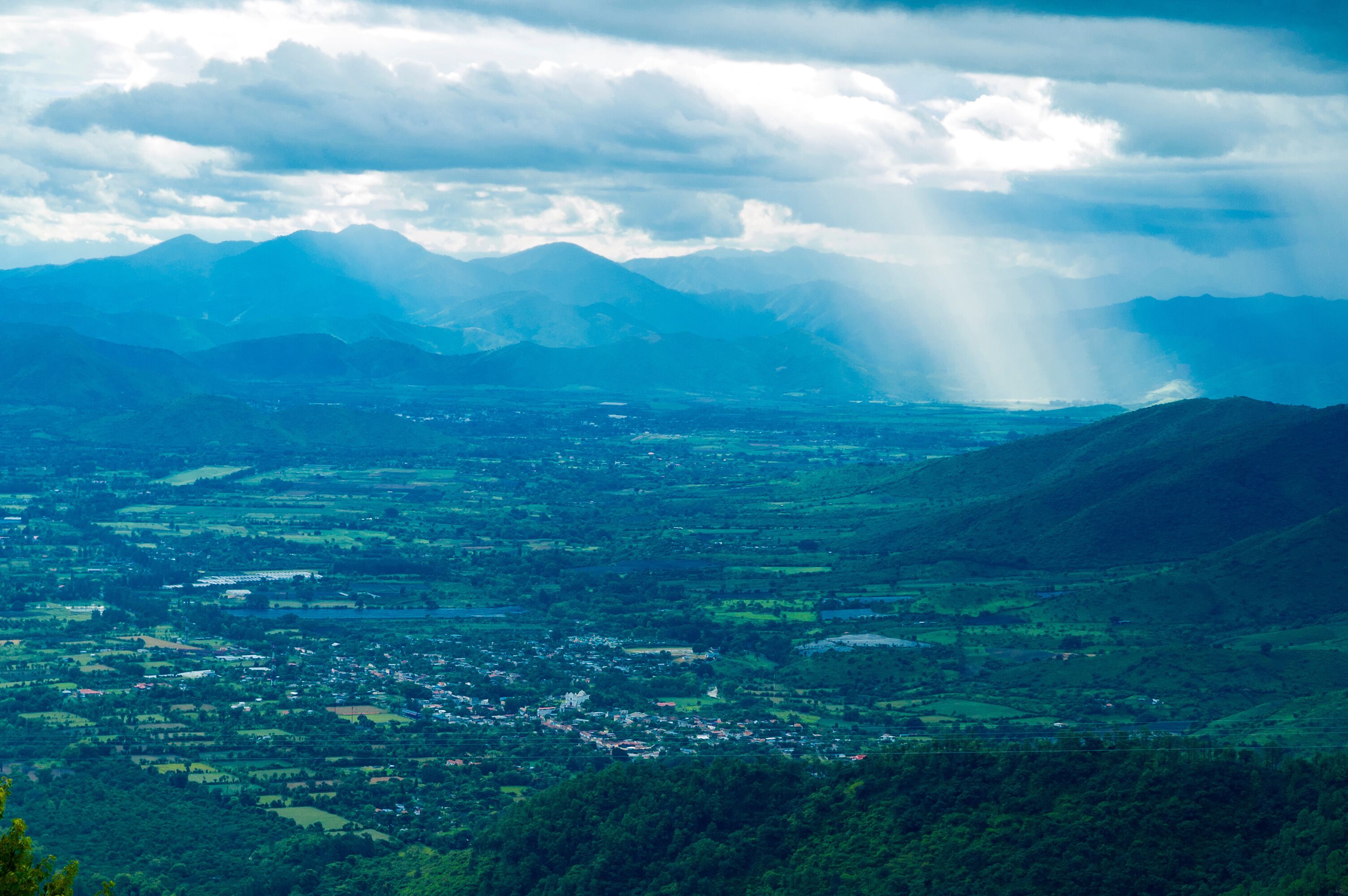 Panoramic view of Salama, from viewpoint on the road.