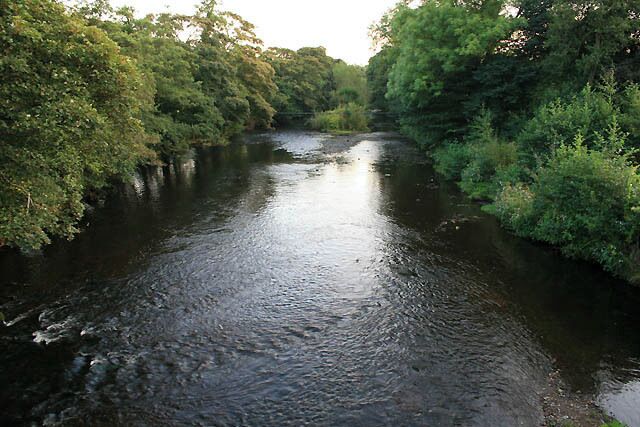 The Derwent in Grindleford Looking downstream from the village bridge.