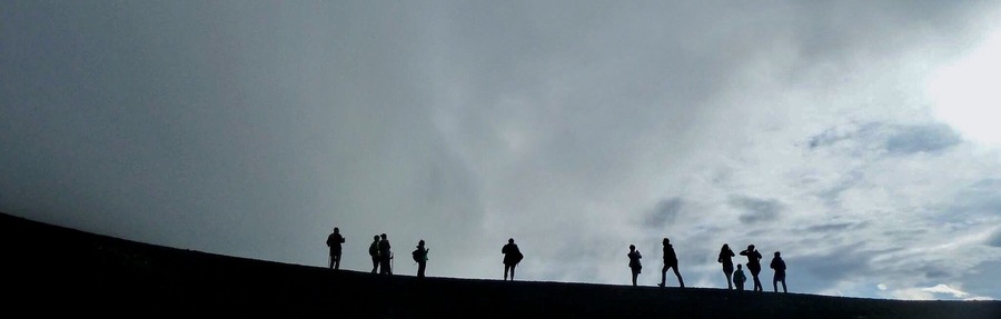 Dark day trekking on Volcano Pacaya.