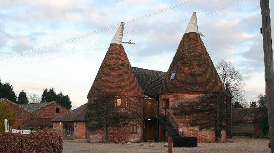 Converted Farm Buildings near Chart Sutton, Kent. These old Oast Houses have been converted into offices for rent. They were once used to dry the hops grown locally.