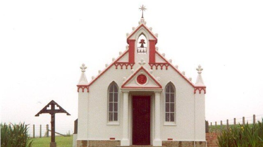 The Italian Chapel. This Chapel was built by Italian Prisoners of War during the second world war, It was transformed from a basic Nissen hut by the prisoners using whatever materials they could get. It is much loved and is as magnificent inside as it is out.