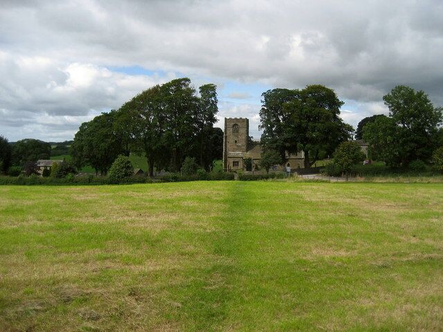 Pendle Way approaching Thornton-in-Craven This is very much a Lancastrian Long Distance footpath, but here it makes a very brief appearance in North Yorkshire. The way is approaching St Mary's Church, Thornton-in-Craven before swinging west towards the Rolls Royce complex in Barnoldswick.