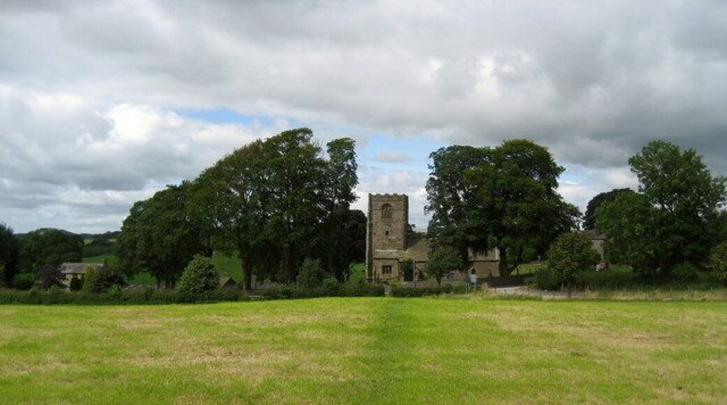 Pendle Way approaching Thornton-in-Craven This is very much a Lancastrian Long Distance footpath, but here it makes a very brief appearance in North Yorkshire. The way is approaching St Mary's Church, Thornton-in-Craven before swinging west towards the Rolls Royce complex in Barnoldswick.