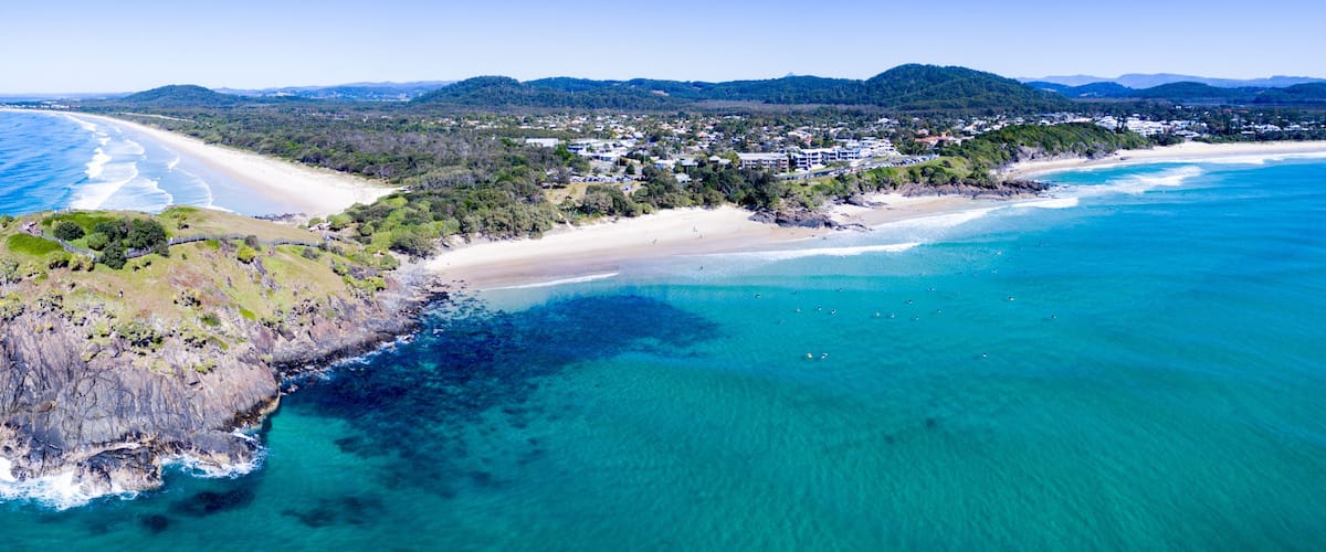 Aerial view of Norries Headland and Cabarita Beach.