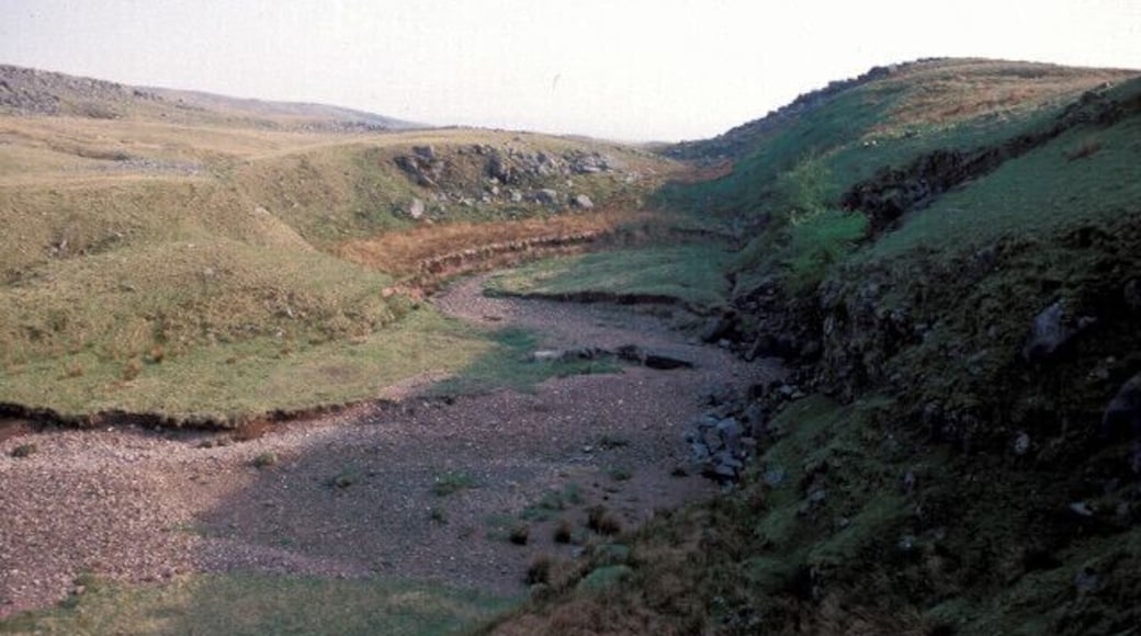 Sinc y Giedd A river drains across the moorland of the Black Mountain to sink, on reaching the limestone, at Sinc y Giedd. This is the main source of the water emerging from Dan yr Ogof caves. In dry weather the water sinks upstream of this picture.