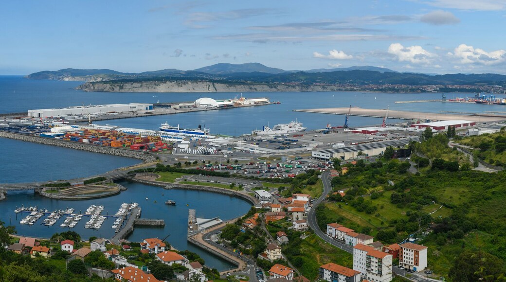 Panoramic view of the port of Zierbena and the port of Bilbao