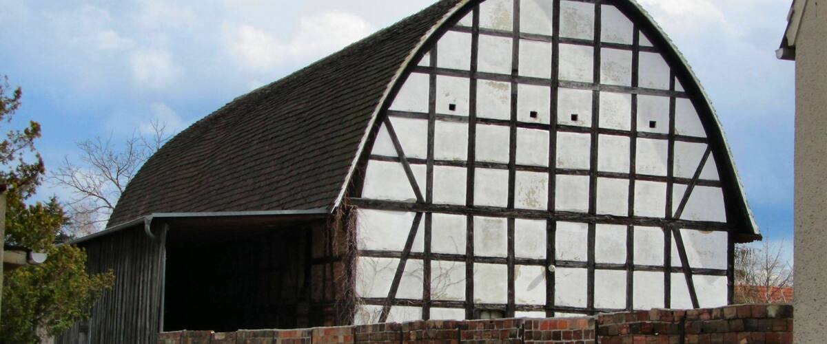 Dessau-Mildensee, Nordmann's Schafstall. Erhaltenes Gebäude aus der Zeit von Christian Gebhard Nordmann.