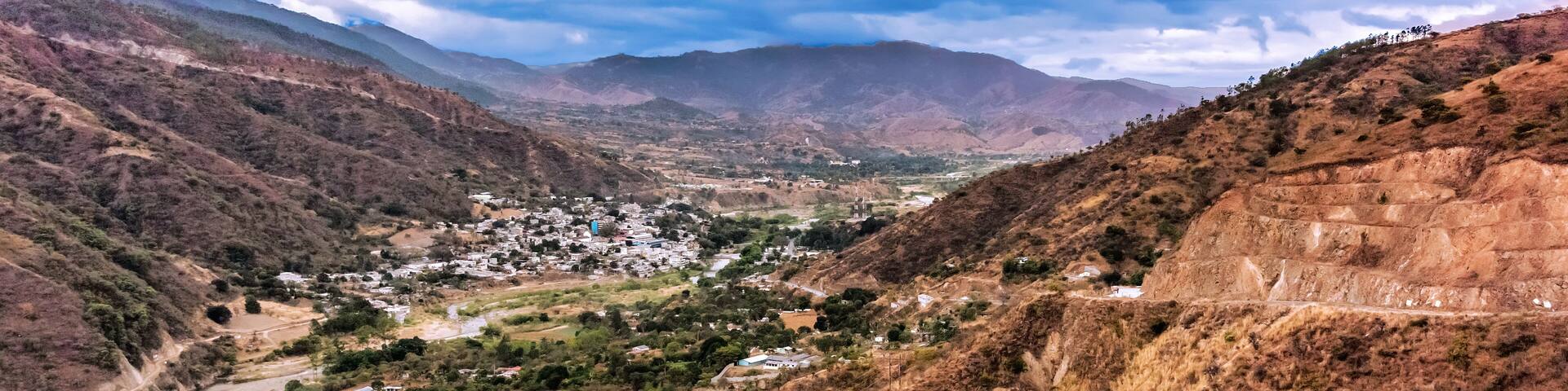 Aerial view at the small town of Sacapulas from the mountains in Guatemala.