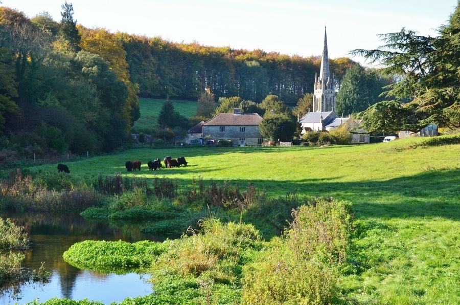 Teffont Evias: View of Church of St Michael and All Angels