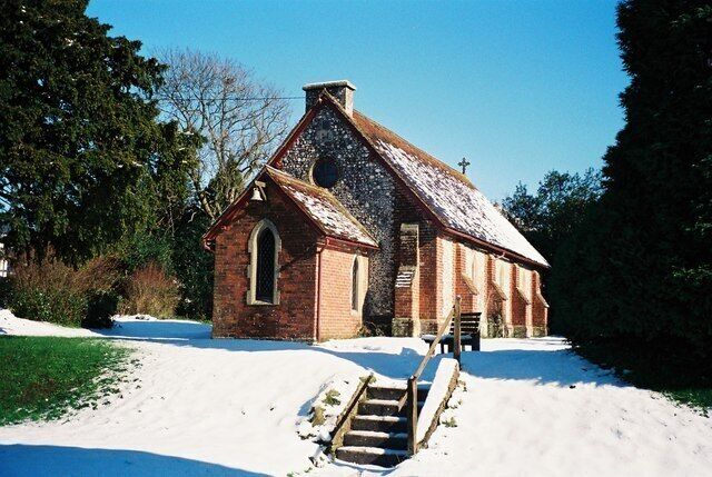 Church of St John the Baptist, Gunville Road, Winterslow, Wiltshire, seen from the southwest in snow