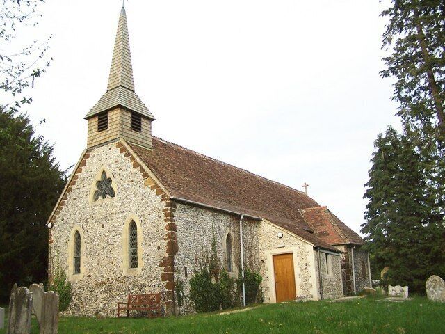 St. Peter's Church, Plaitford Viewed from the south west corner of the churchyard on a spring evening.