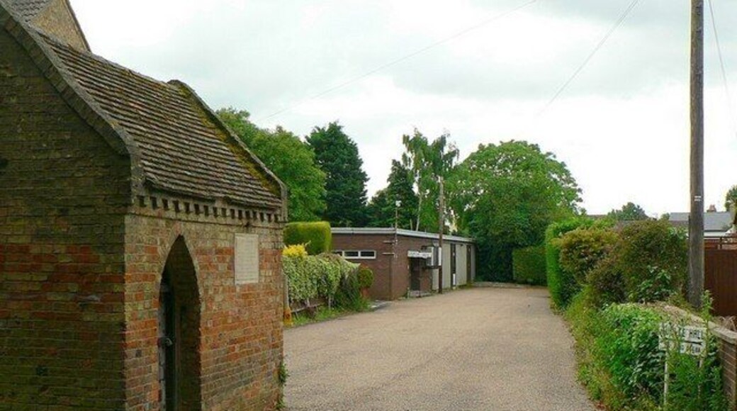 The Cage, Eaton Socon. At the side of School Lane. See 1372071 for details of the plaque on the side of the cage. 1372067 is at the far end of the lane or car park.