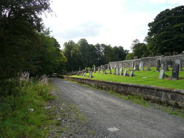 Barony Church Cemetery Barony Church Cemetery and the road leading to the old gate house for Dumfries House.